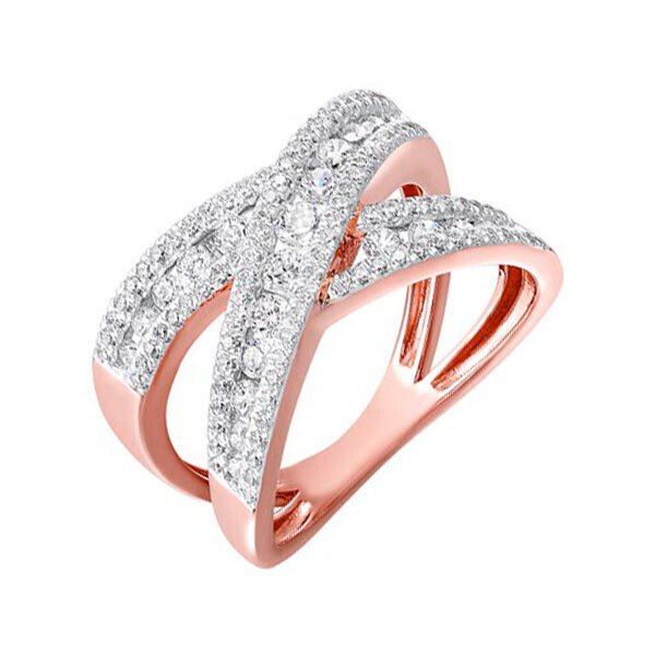 14KT Pink Gold & Diamond Sparkle Fashion Ring - 1 ctw 14KT Pink Gold & Diamond Sparkle Fashion Ring - 1 ctw