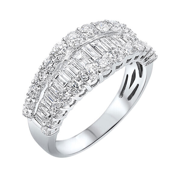 14KT White Gold & Diamond Baguettes Fashion Ring - 1 ctw