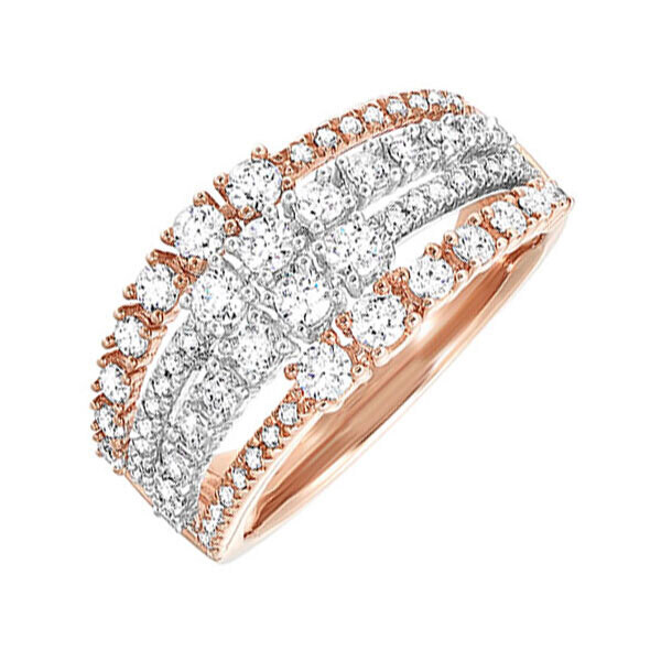 14KT White & Pink Gold & Diamond Sparkle Fashion Ring - 1 ctw