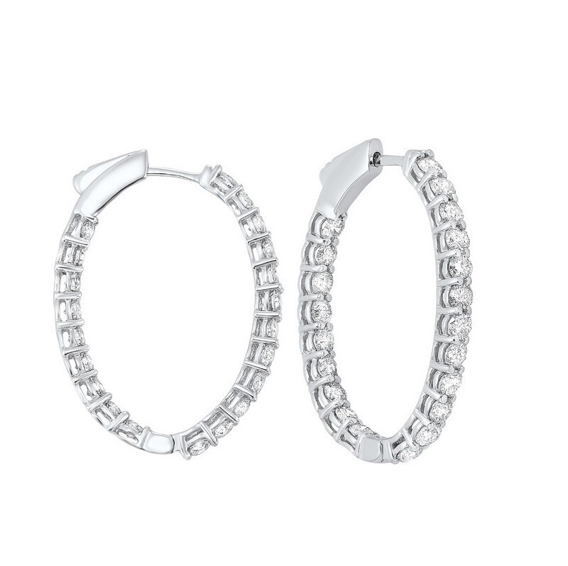 14KT White Gold & Diamond Classic Book Hoop Fashion Earrings - 1 ctw