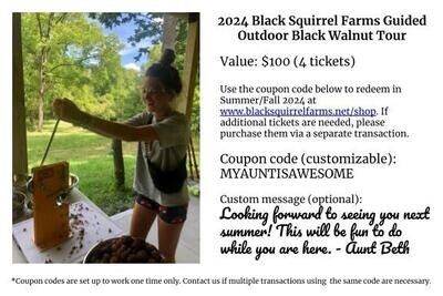 2024 Guided Black Walnut Tour Gift Certificates