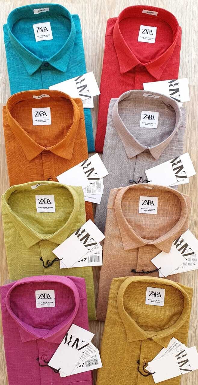 ZARA MEN&#39;S Very Premium ROYAL..LENIN FULL SLEEVE SHIRT -34 PC