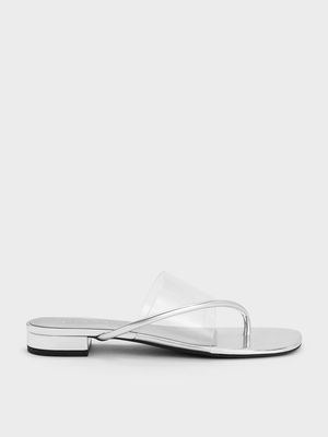 Transparent strap thong flat slippers for Ladies - 48 pair