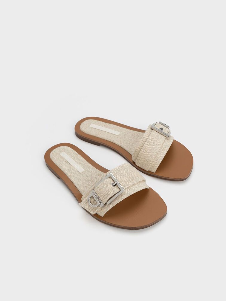 Milky-White Flat Square Toe Sandals for Women -48 pair