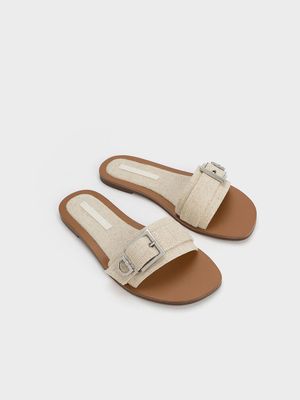 Milky-White Flat Square Toe Sandals for Women -48 pair