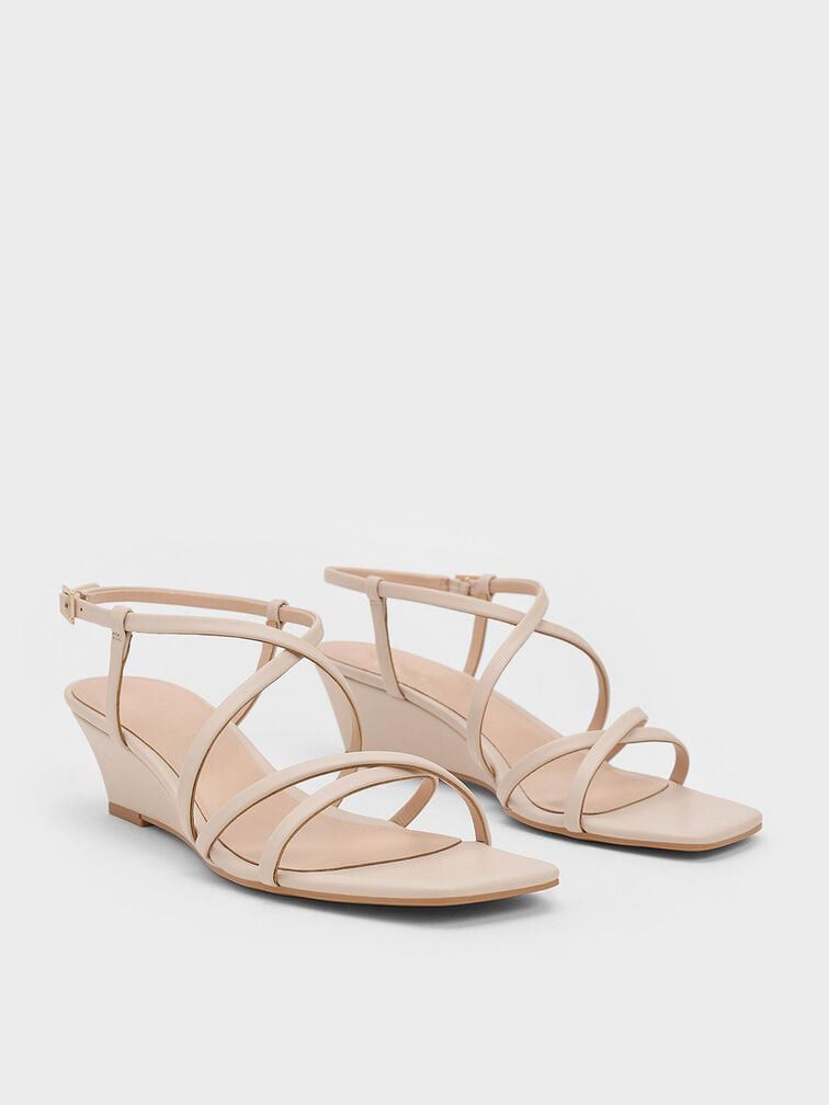Best Selling Nude Wedge Platform Heeled Sandals - 48 PAIR