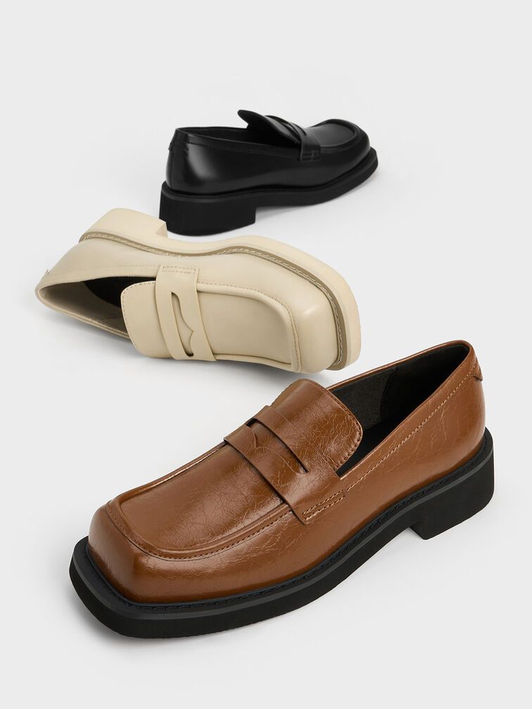 modern comfortable chunky penny loafer shoes - 48 PAIR