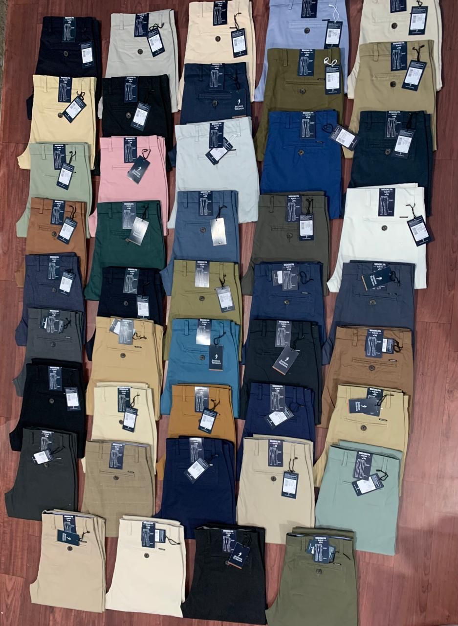 INDIAN TERRAIN COTTON CHINOS DOBBY AND TWILL LYCRA MEN&#39;S PANT - 100 PC