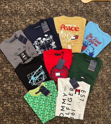 ​TOMMY HILFIGER Premium Quality Crew Neck Half Sleeve Kids T-shirt - 60 Pc