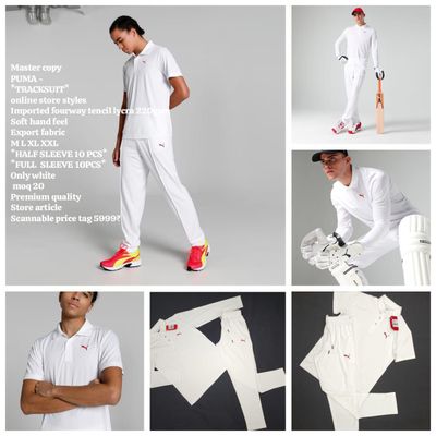 PUMA Fourway Tencil Lycra Half &amp; Full Sleeve Test Cricket Jersy T-shirt - 40 Set