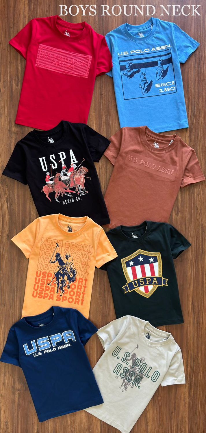 US POLO Premium Quality Round Neck Half Sleeve Kids T-shirt - 66 Pc
