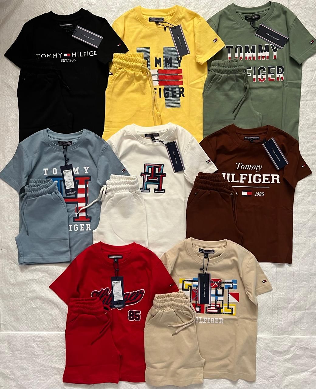​TOMMY HILFIGER  Premium Quality Cotton Kids T-shirt &amp; Short Co-ord Set -  58 Pc