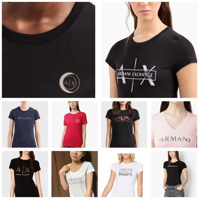 ARMANI EXCHANGE Premium Quality Cotton Lycra Round Neck Half Sleeve Casual Wear Women&#39;s T-shirt - 43 Pc