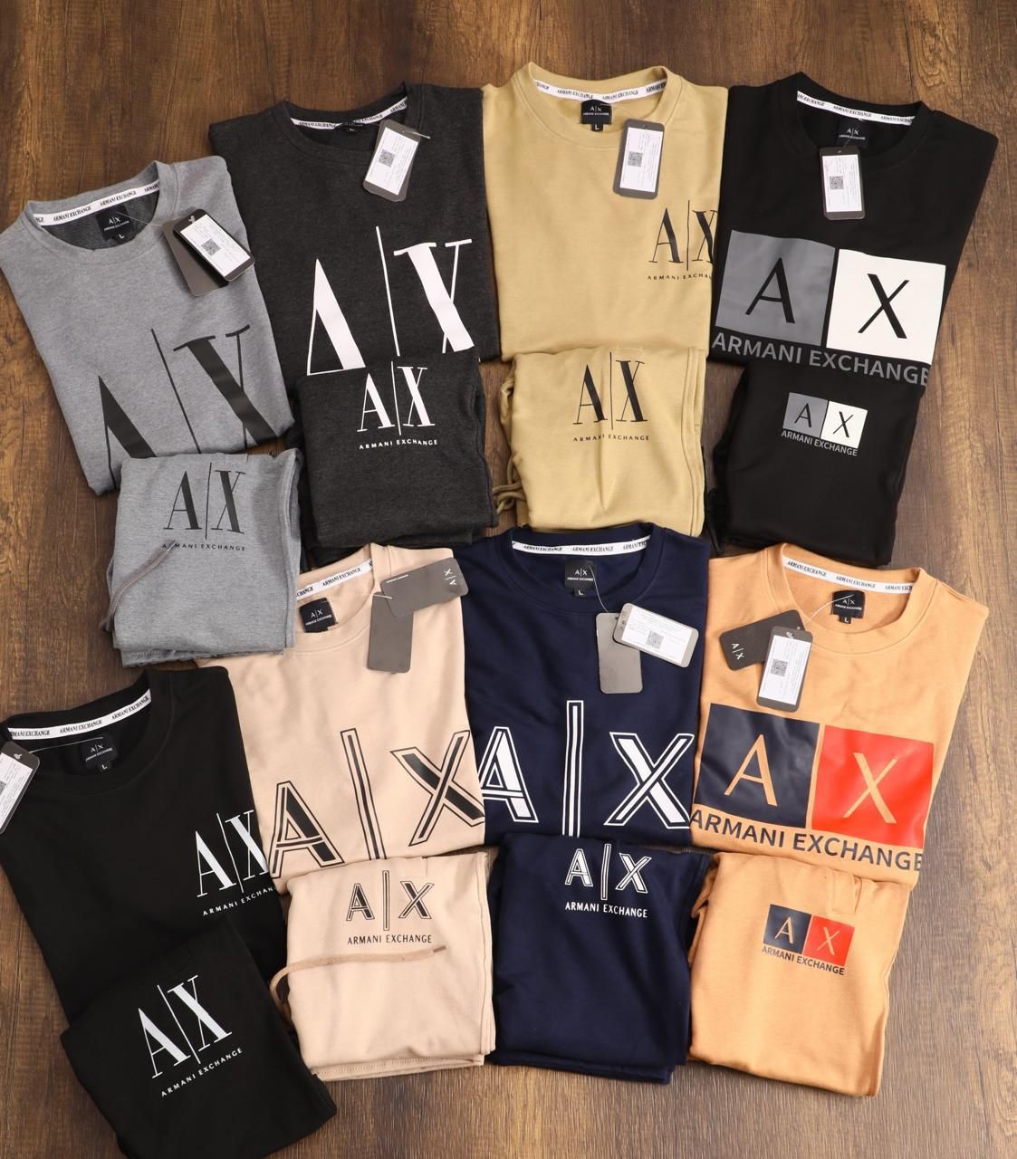 ​armani exchange Premium Quality Cotton Lycra Round Neck Half Sleeve t-shirt &amp; Short Men&#39;s Co-ord Set - 32 Pc