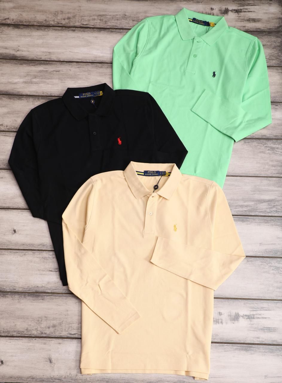 ​RALPH LAUREN Premium Quality Cotton Collar Neck Full Sleeve Men&#39;s T-shirt - 48 Pc