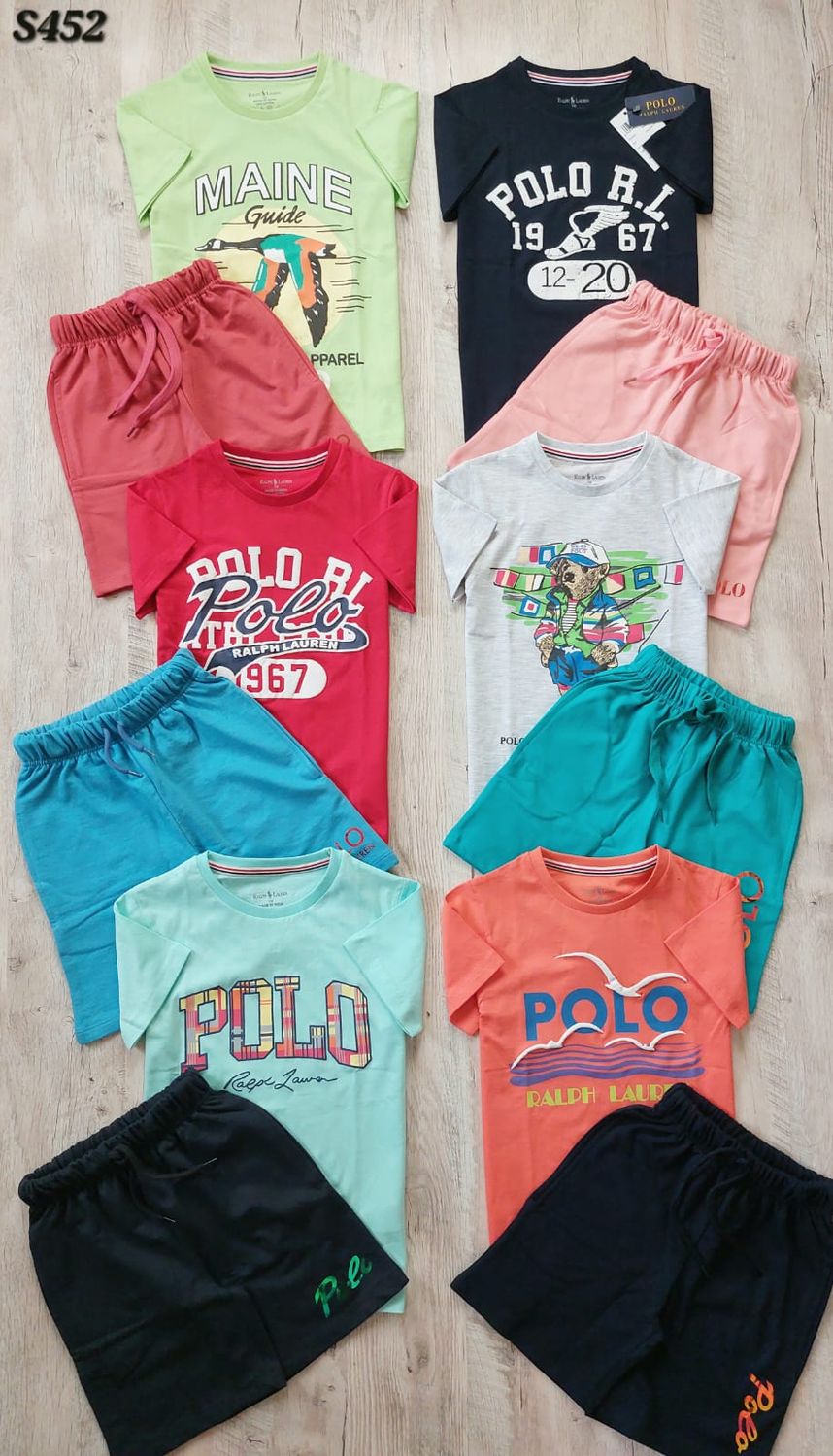 RL POLO Premium Quality Round Neck Half Sleeve Kids T-shirt &amp; Shorts - 40 Pc