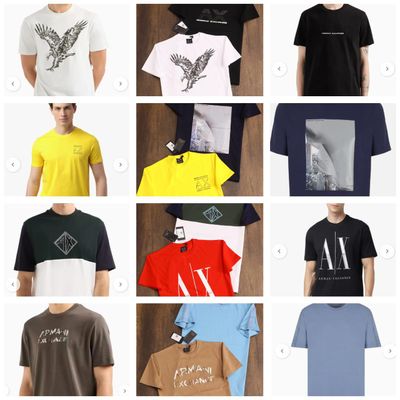 ​ARMANI EXCHANGE Premium Quality Cotton Round Neck Half Sleeve Men&#39;s T-shirt - 36 Pc