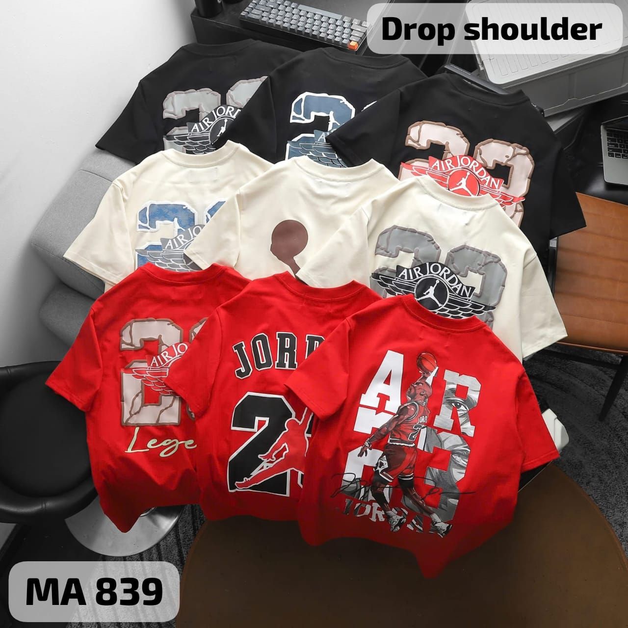 JORDAN Premium Quality Cotton Round Neck Half Sleeve Oversized Drop Shoulder Men&#39;s T-shirt - 60 Pc
