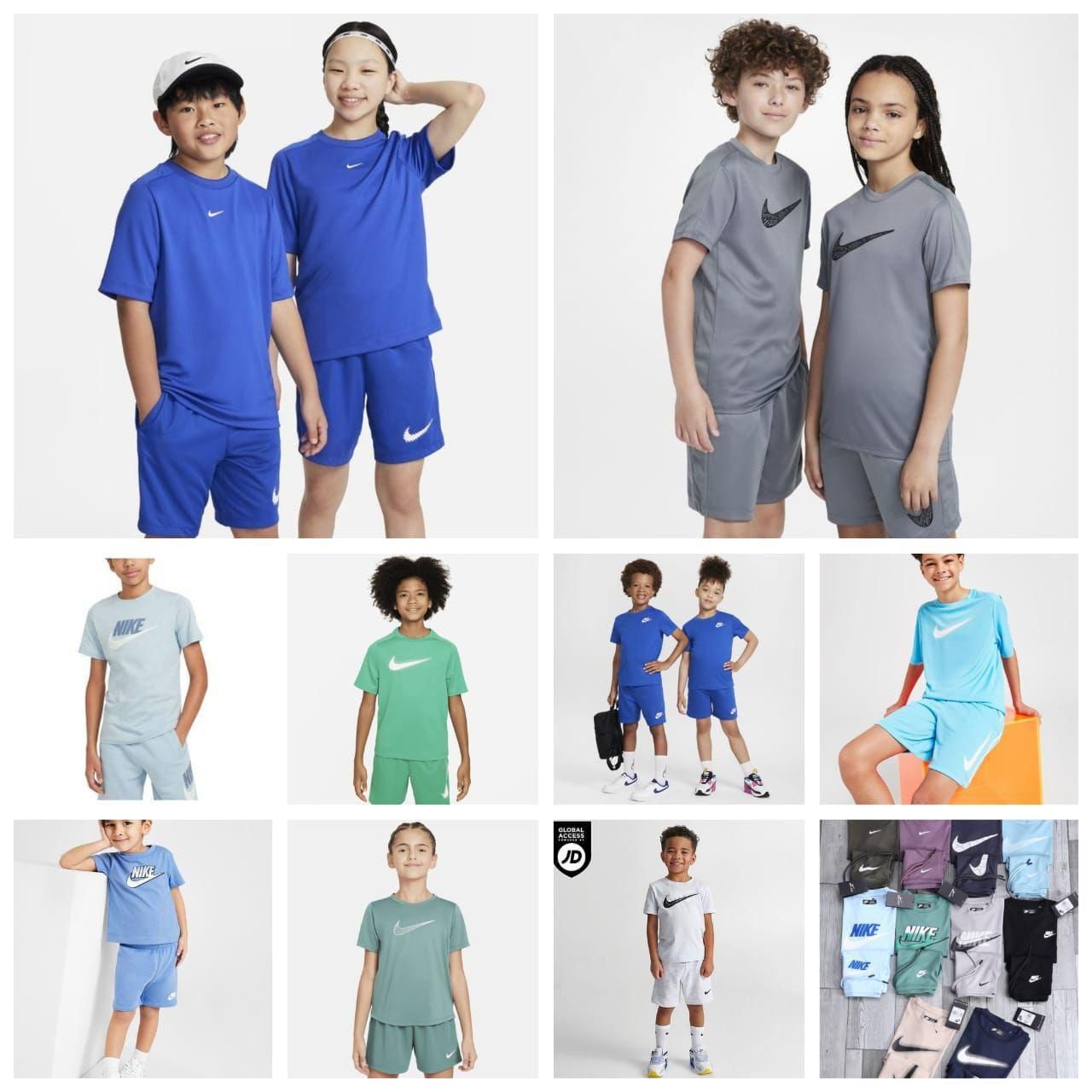 NIKE Premium Quality (UNISEX) Boy&#39;s &amp; Girl&#39;s 4way Lycra Round Neck T-shirt &amp; Shorts Kids Co-ord Set - 64 Pc