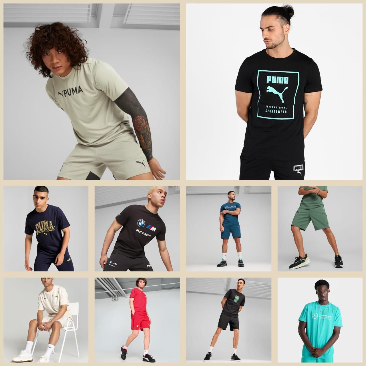 ​PUMA Premium Quality Round Neck T-shirt &amp; Shorts Men&#39;s Co-ord Set - 43 Pc
