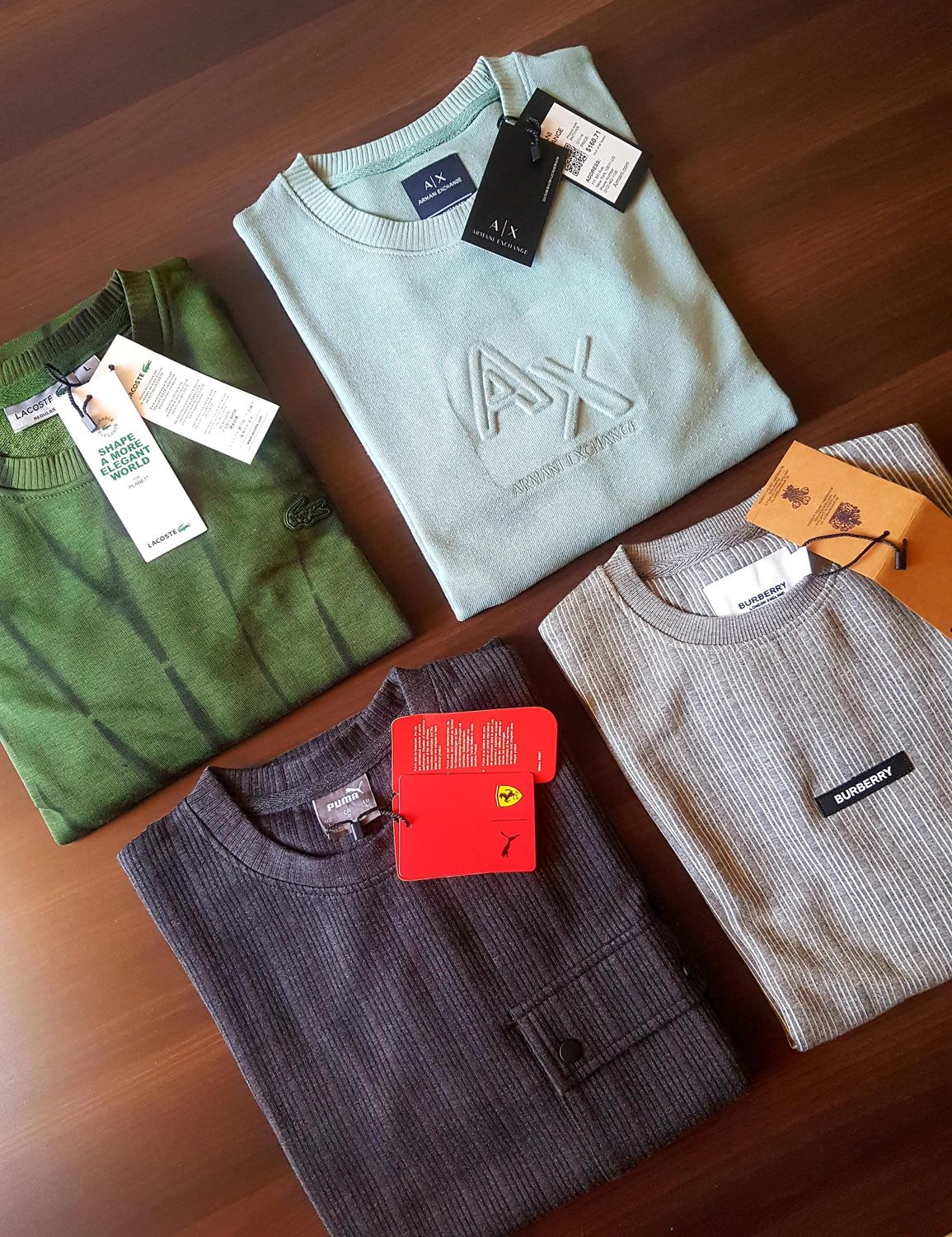 Mix Brand Premium Quality Cotton Lycra Round Neck Full Sleeve Men&#39;s T-shirt - 44 Pc