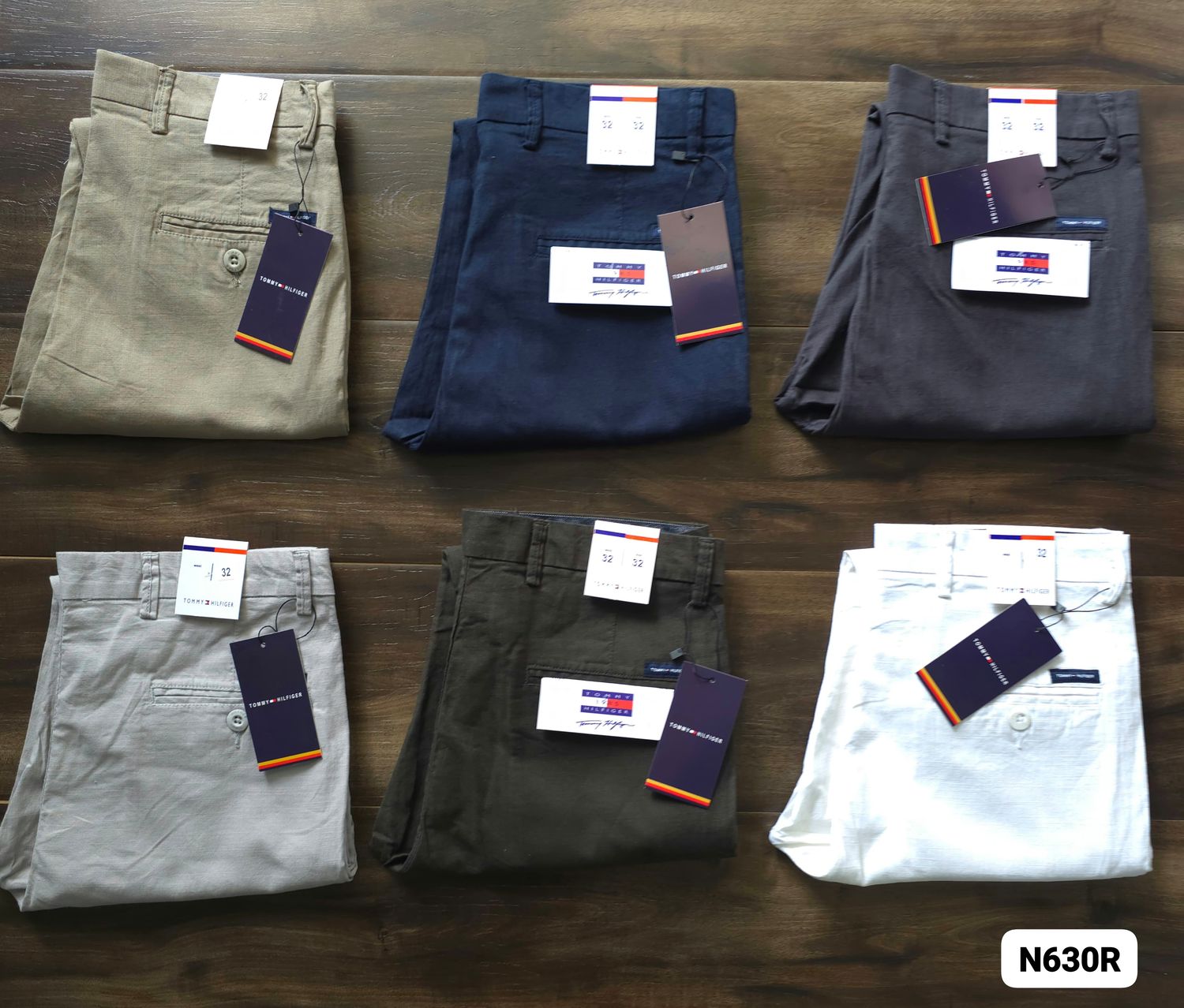 TOMMY HILFIGER Premium Quality Cotton Linen Men&#39;s Chinos - 44 Pc