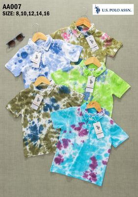 US POLO Premium Quality Half Sleeve Collar T Shirts with tie and dye - 56 Pc
