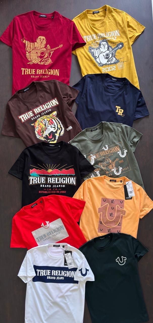 TRUE RELIGION Premium Quality Cotton Round Neck Half Sleeve Men&#39;s T-shirt - 44 Pc