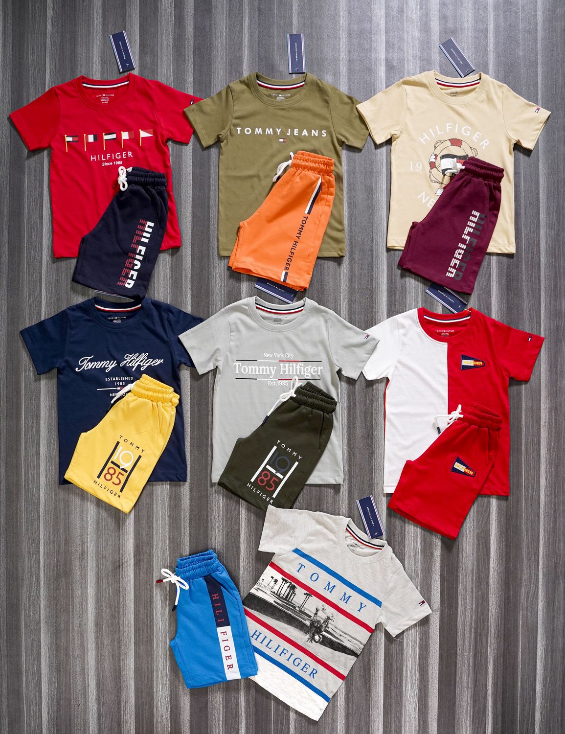Tommy Hilfiger Premium Quality Round Nack Half Sleeve T-shirt &amp; Shorts kids Co-ord Set - 48 Pc