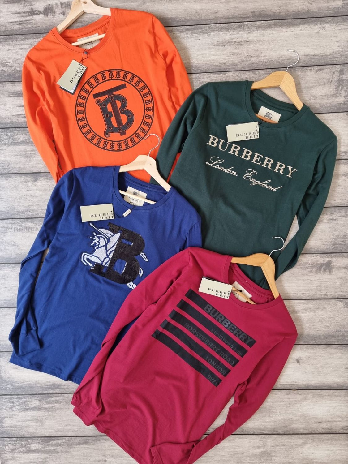 ​BURBERRY  Premium Quality Round Neck Full Sleeve Men&#39;s T-shirt - 67 Pc