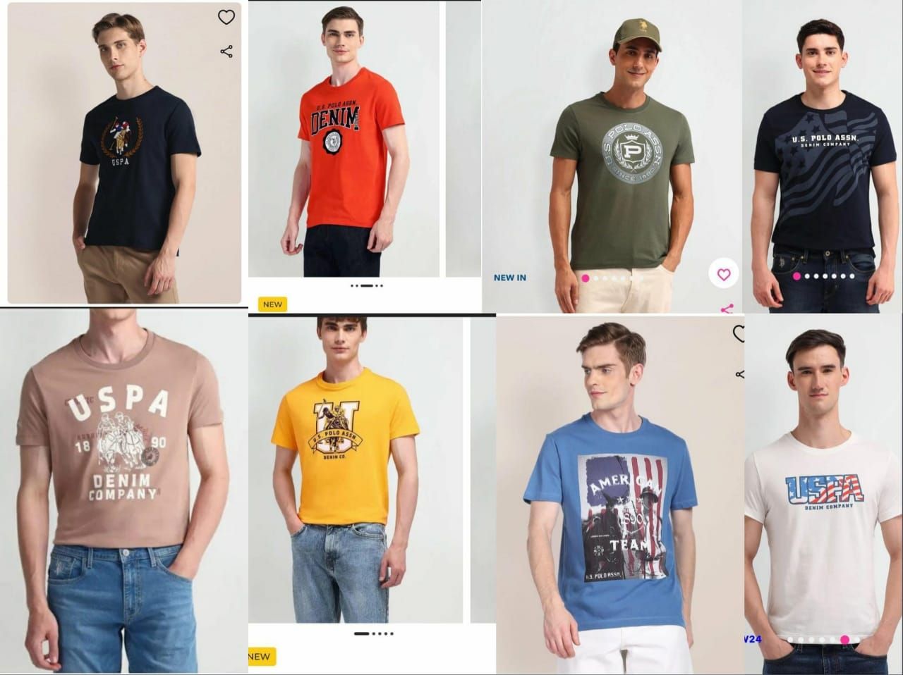 ​US POLO ASSN Premium Quality Supima Cotton Round Neck Half Sleeve Men&#39;s T-shirt - 70 Pc