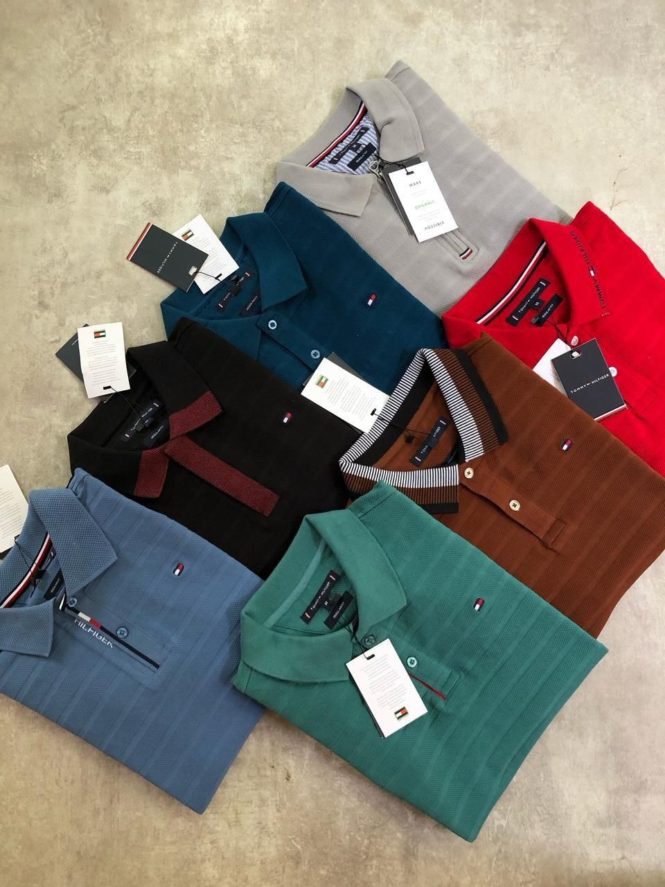 ​Tommy Hilfiger Premium Quality Cotton Collar Half Sleeve Men&#39;s T-shirt - 52 Pc