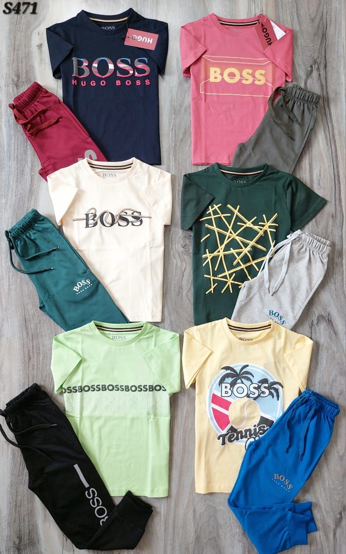 Hugo boss Premium Quality Cotton Kids Round Neck T-shirt &amp; Track Pant Set - 40 Pc