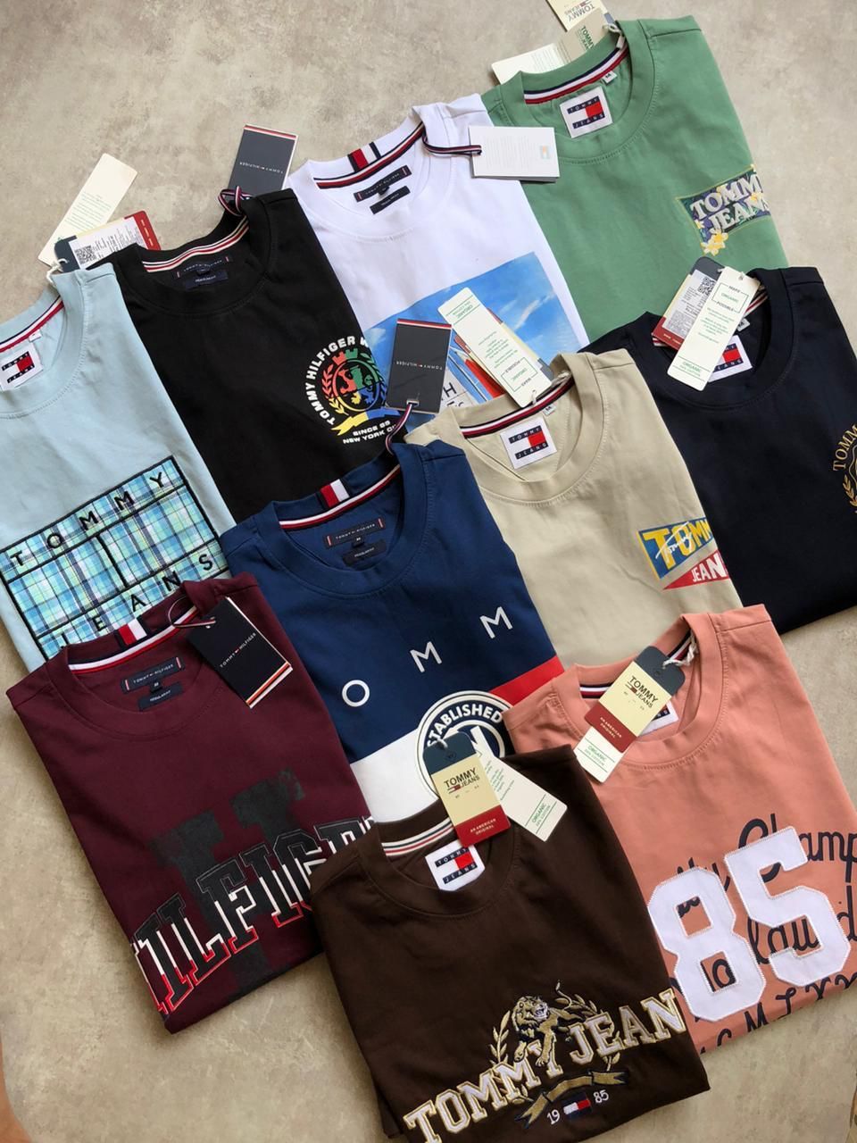 ​Tommy Hilfiger Premium Quality Cotton Crew Neck Half Sleeve Men&#39;s T-shirt - 76 Pc