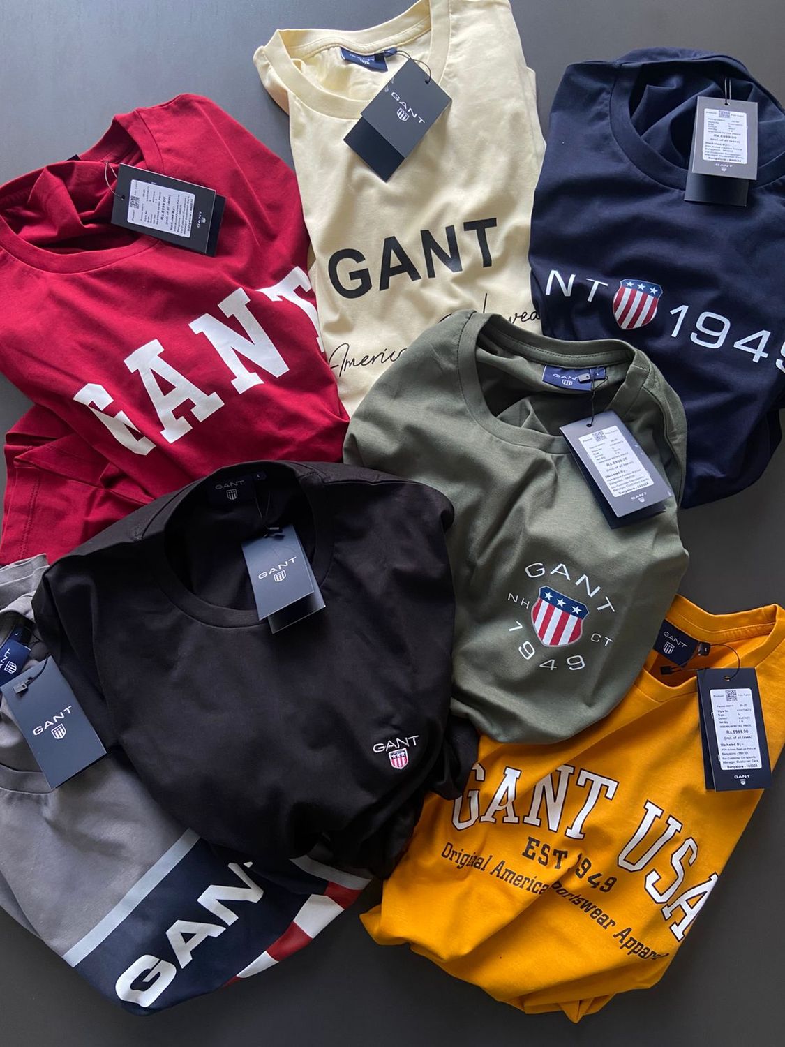 ​Gant Premium Quality Cotton Crew Neck Half Sleeve Men&#39;s T-shirt - 45 Pc