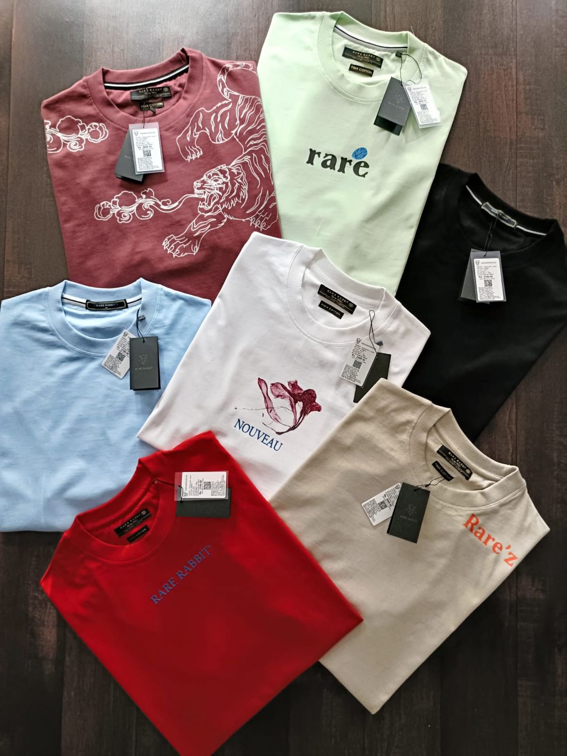 Rare Rabbit Premium Quality Oversized Drop Shoulder Crew Neck Half Sleeve Men&#39;s T-shirt - 60 Pc