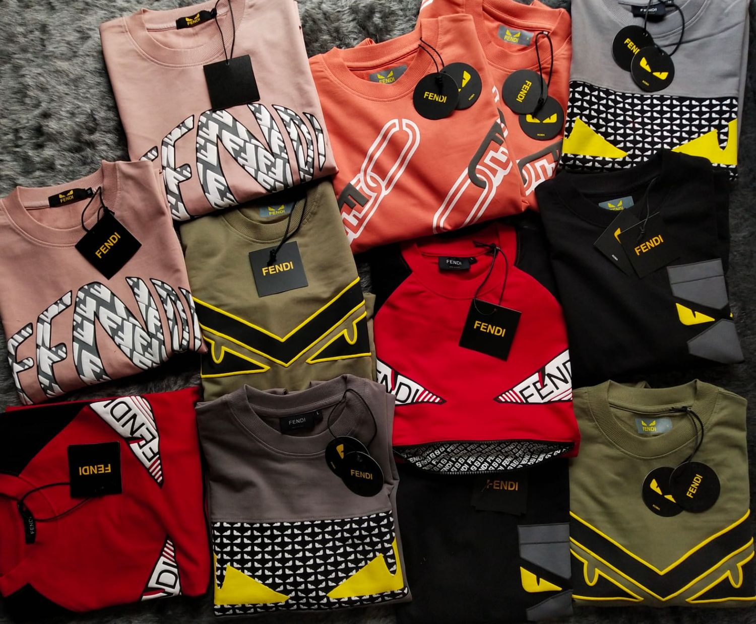 ​FENDI Premium Quality Cotton Crew Neck Half Raglan Sleeve Oversized Dropshoulder Men&#39;s T-shirt - 48 Pc