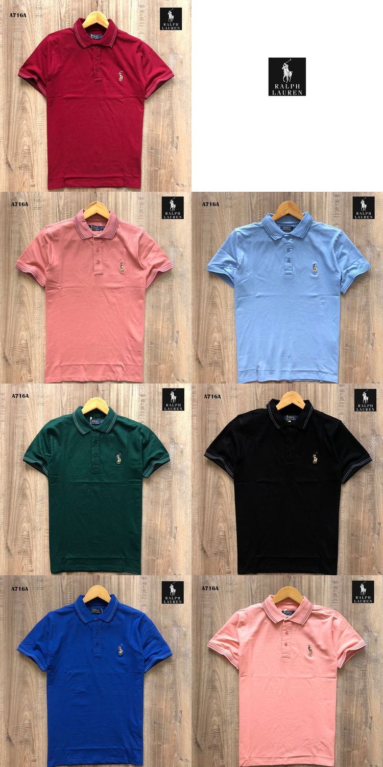 RL POLO Premium Quality Cotton Collar Neck Half Sleeve Men&#39;s T-shirt - 64 Pc