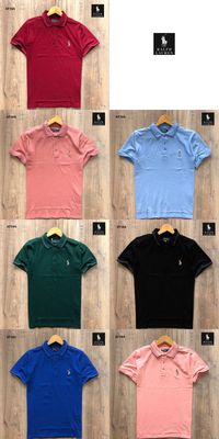 RL POLO Premium Quality Cotton Collar Neck Half Sleeve Men&#39;s T-shirt - 64 Pc