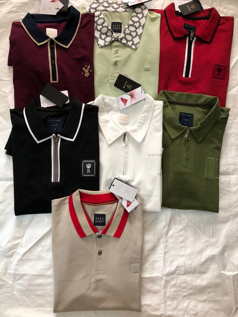 Rare Rabbit ( Big Size )Premium Quality Cotton Collar Neck Half Sleeve Men&#39;s T-shirt - 53 Pc