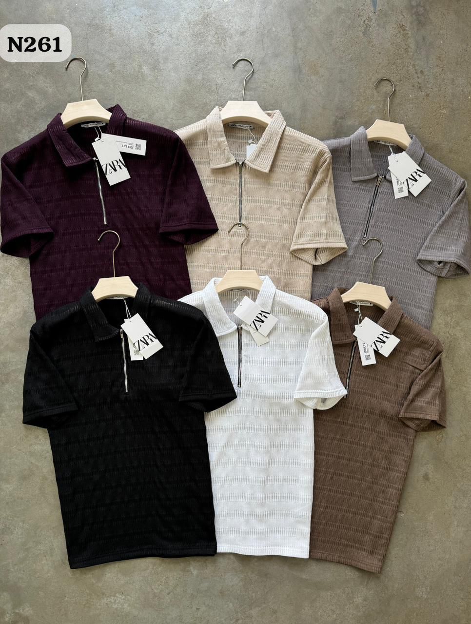 Zara Premium Quality Collar Neck Half Sleeve Men&#39;s Zipper Polo T-shirt - 42 Pc