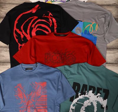 ​RARE RABBIT Premium Quality Oversized Dropshoulder Round Neck Half Sleeve Men&#39;s T-shirt - 71 Pc
