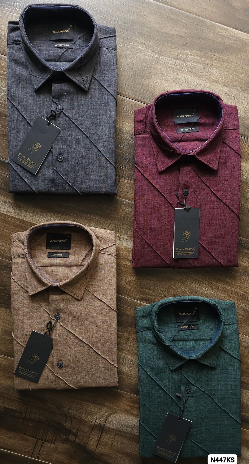 BLACK PEOPLE Premium Quality Linen Full Sleeve Men&#39;s Shirt - 34 Pc