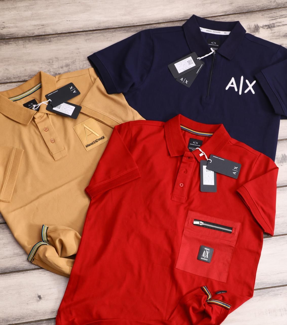 ​Armani Exchange Premium Quality Cotton Lycra Collar Neck Half Sleeve Men&#39;s T-shirt - 52 Pc