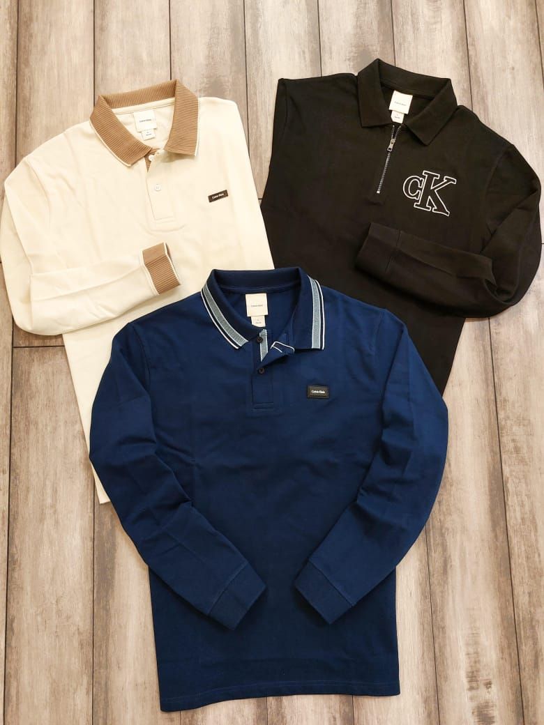 Calvin Klein Premium Quality Collar Neck Full Sleeve Men&#39;s T-shirt - 46 Pc