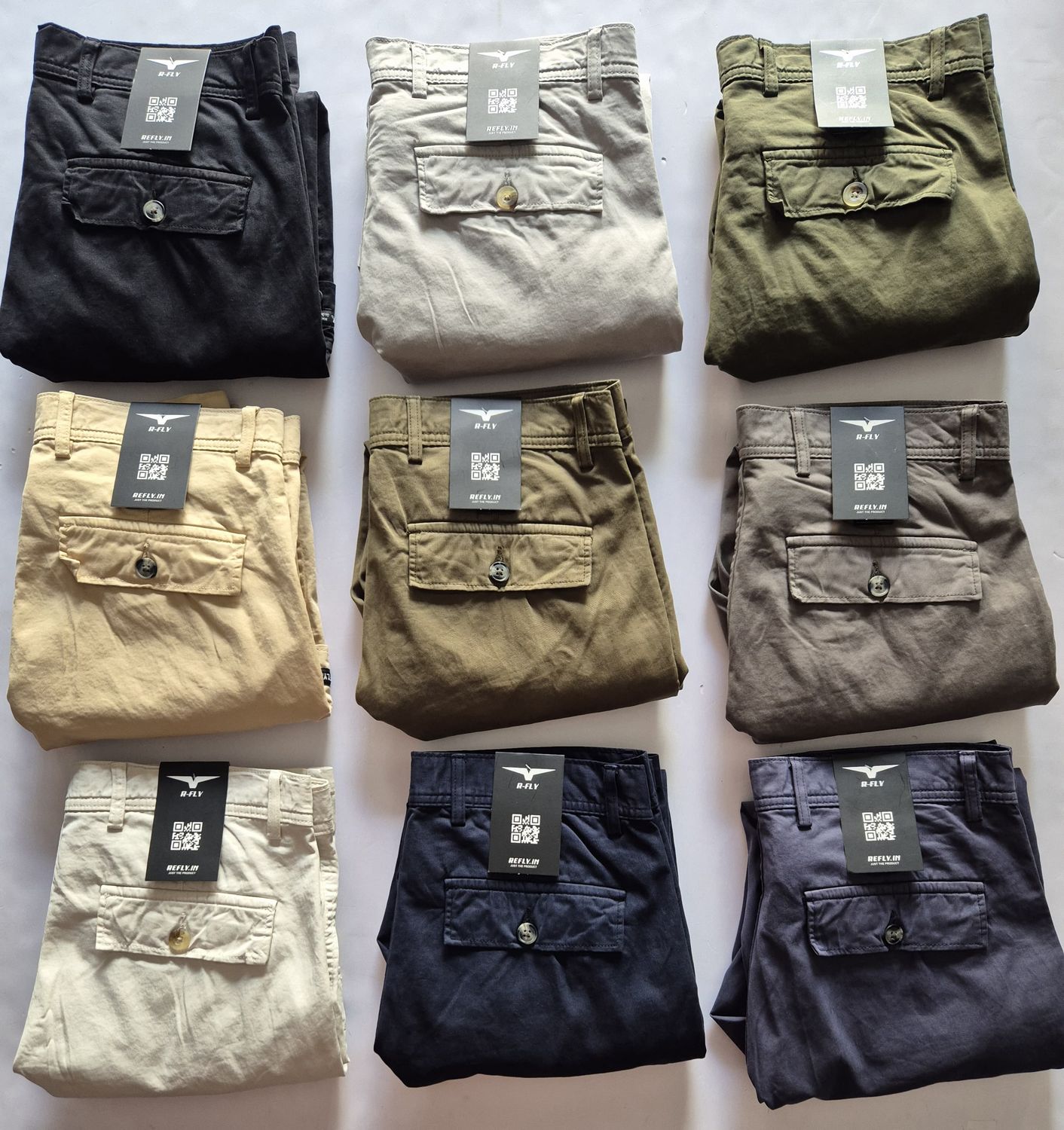 ​REFLY Premium Quality Cotton Lycra Ankel Lenghth Men&#39;s Rfd Cargo Pant - 65 Pc