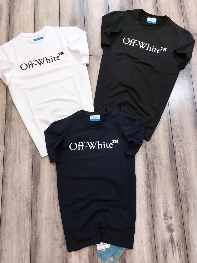 ​Off White Premium Quality Cotton Round Neck Half Sleeve Men&#39;s T-shirt - 52 Pc
