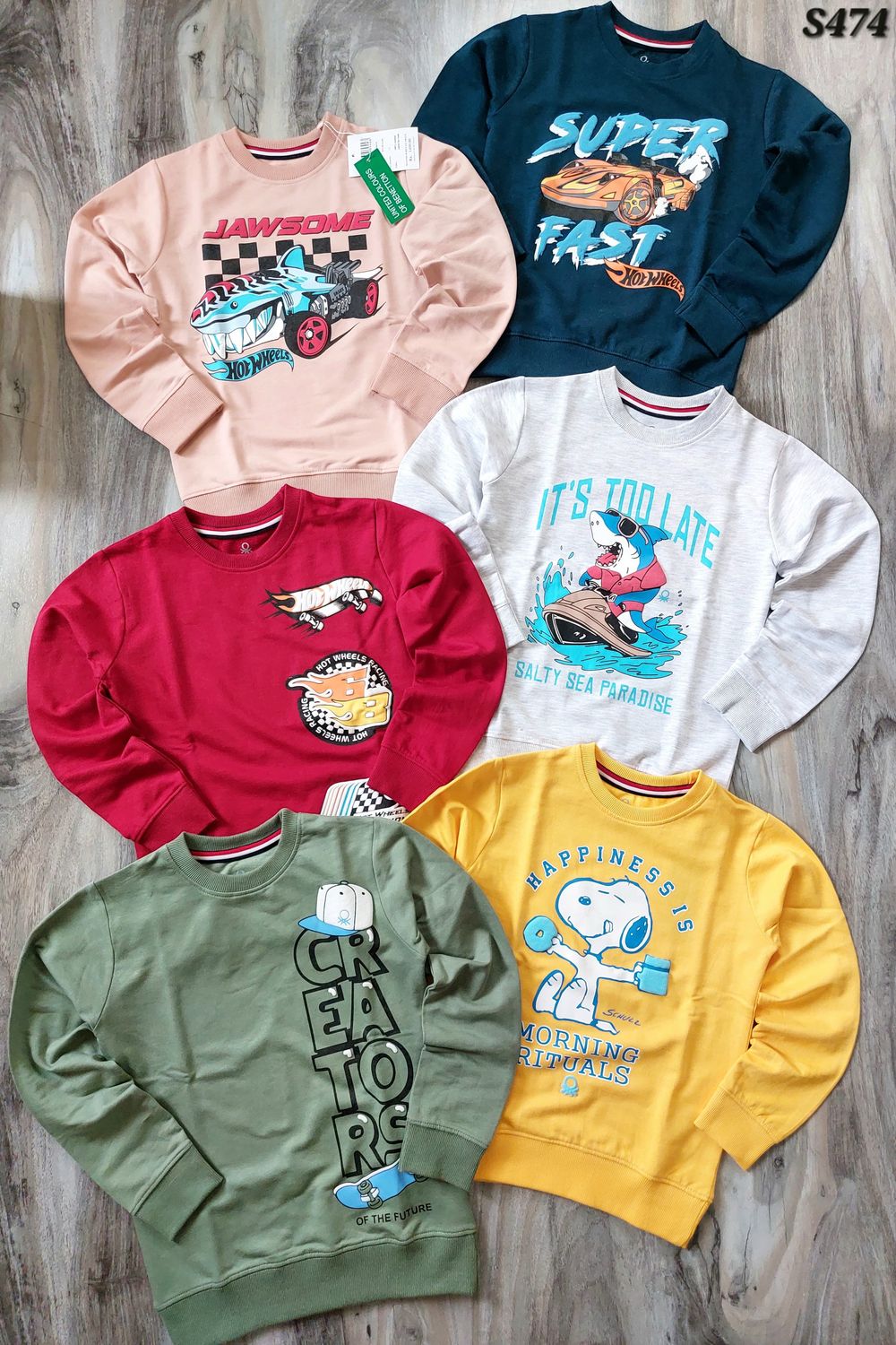 UCB Premium Quality Cotton Winter Wear Round Neck Full Sleeve Kids Sweatshirt - 38 Pc