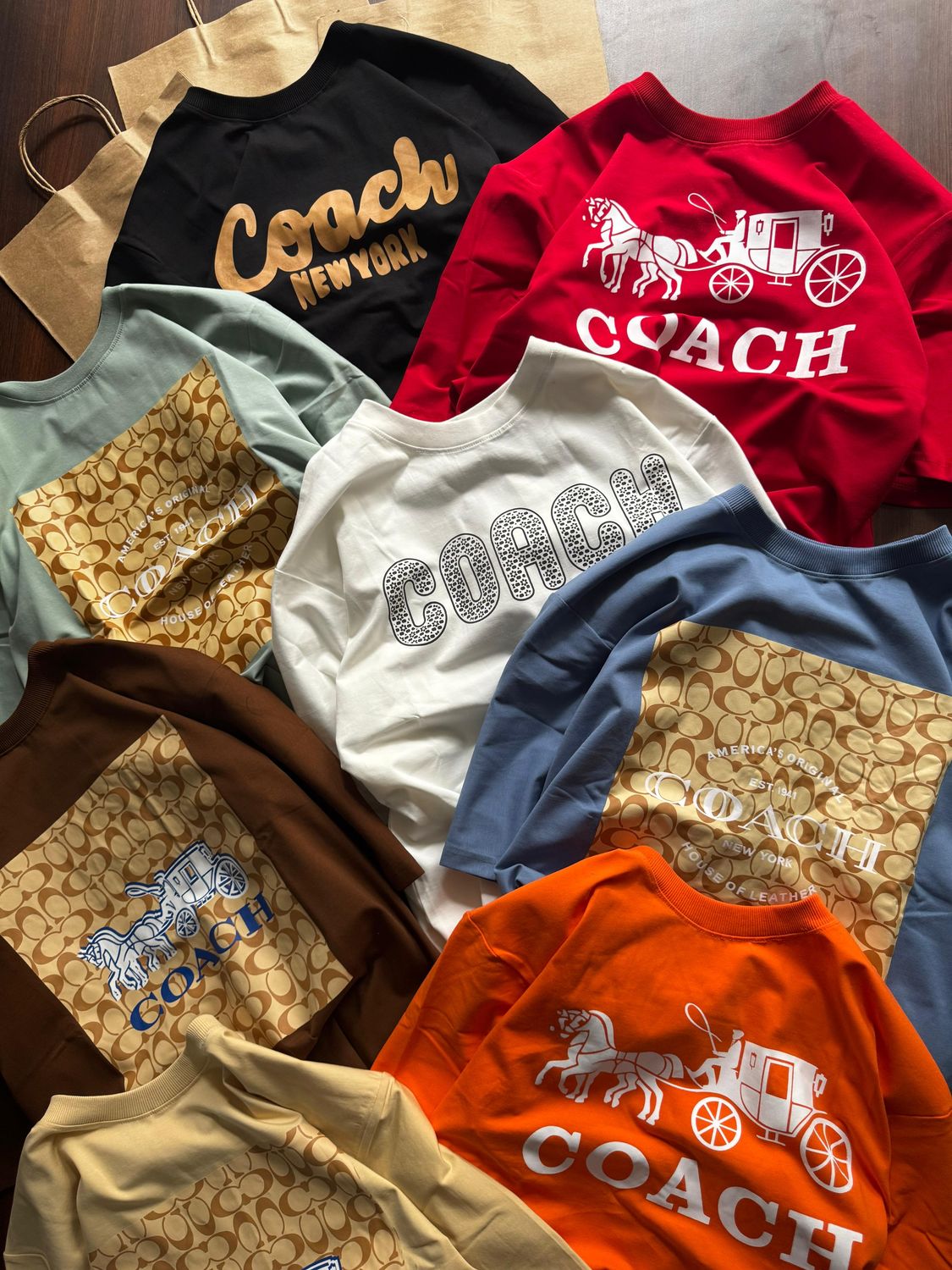 ​Coach Premium Quality Oversized Drop Shoulder crew Neck Half Sleeve Men&#39;s T-shirt - 32 Pc