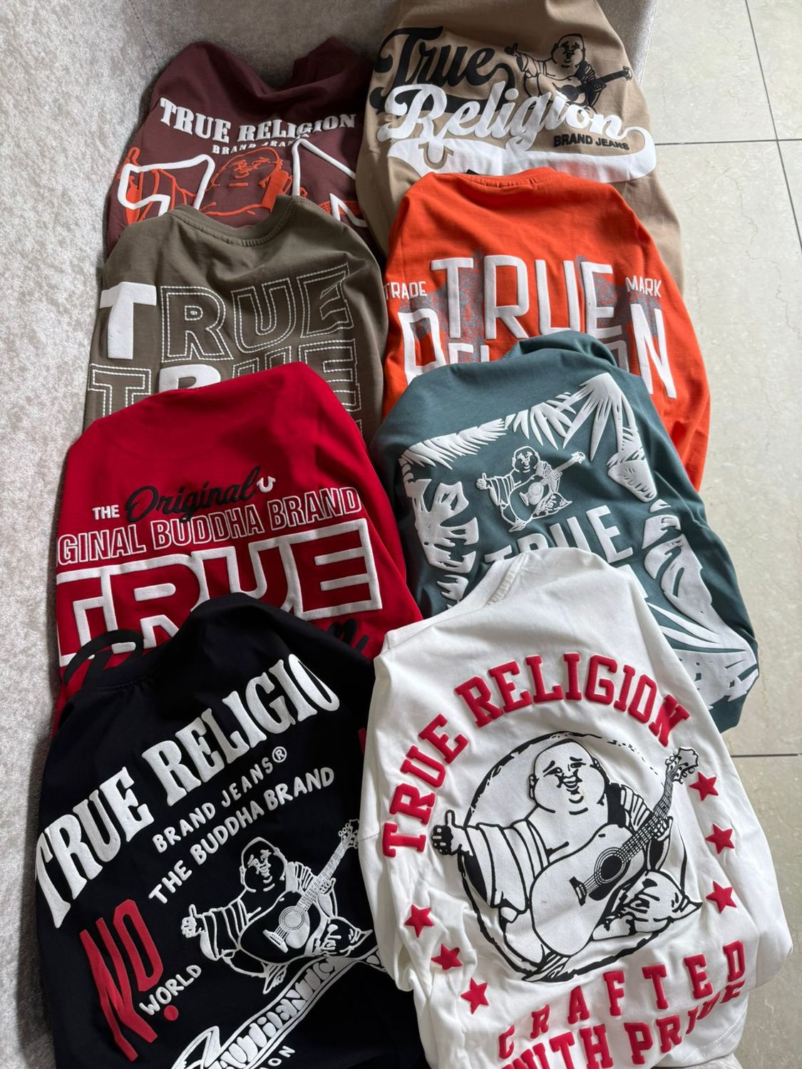 ​TRUE RELIGION Premium Quality Lycra Round Neck Half Sleeve Men&#39;s T-shirt - 34 Pc